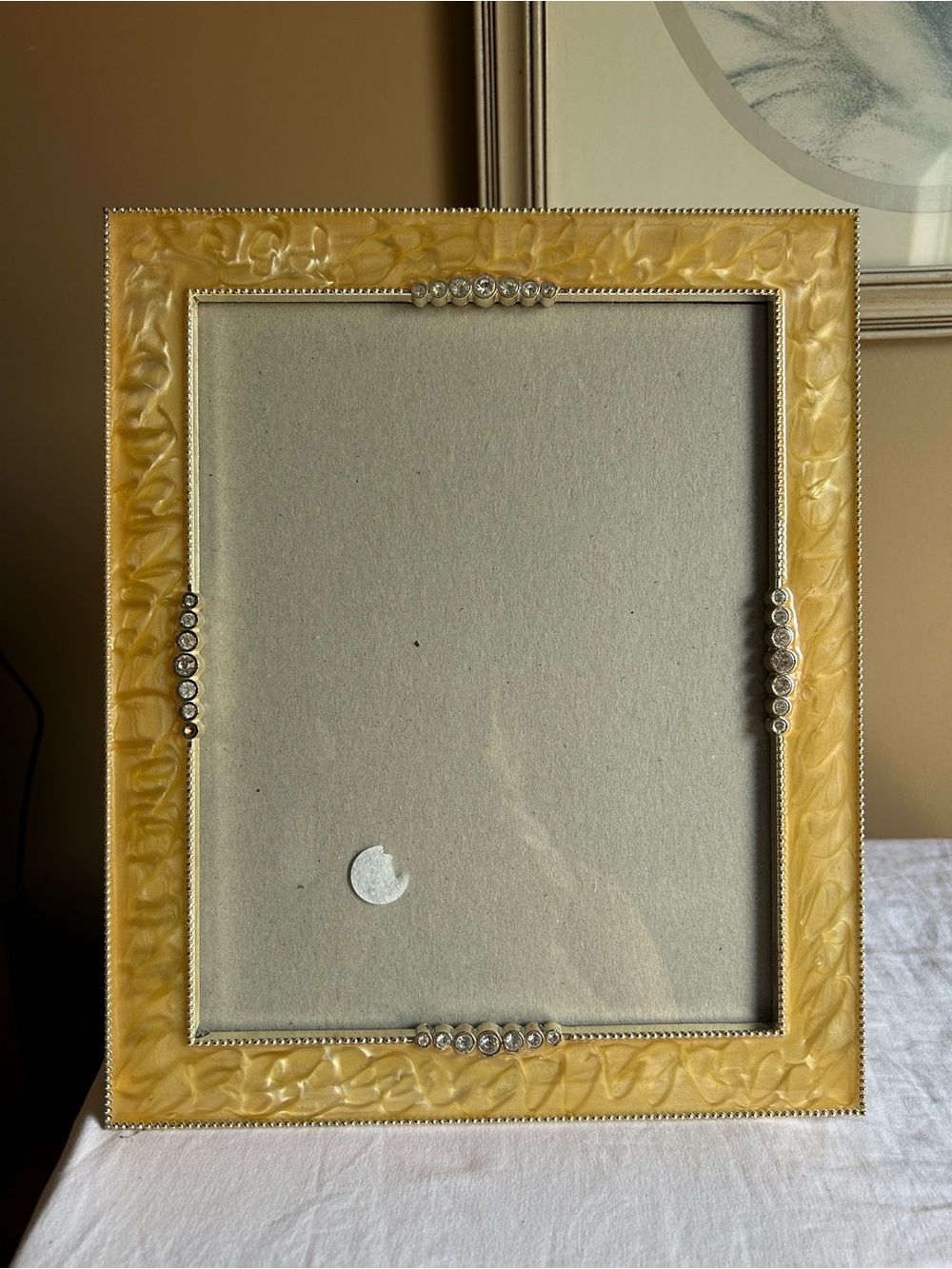 Elegant Yellow Decorative Picture Frame with Rhinestone Accents